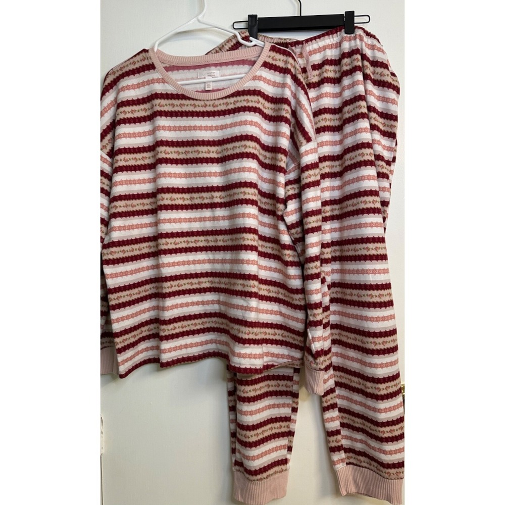LC Lauren Conrad Size‎ XXL Soft Pink Floral Striped Cozy Pajama Set